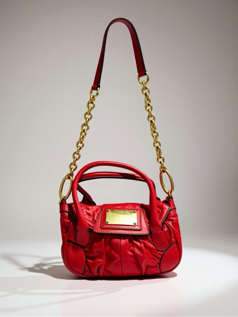 Dolce & Gabbana Red Leather Chain-Detail Crossbody Bag